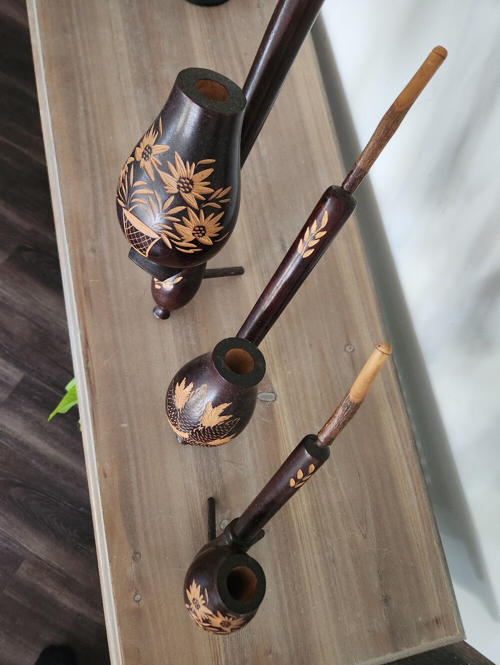 ๐ฟ Vintage Wooden Decorative Pipes Set of 3 Hand Carved Clean And Nice Together - Picture 11 of 14